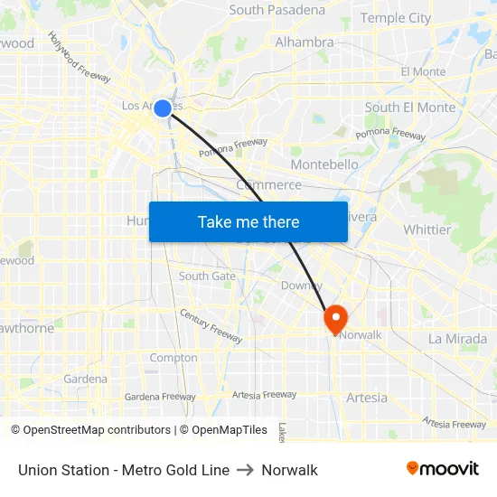 Union Station - Metro Gold Line to Norwalk map