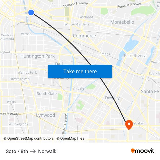 Soto / 8th to Norwalk map