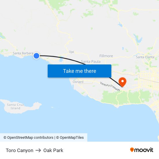 Toro Canyon to Oak Park map