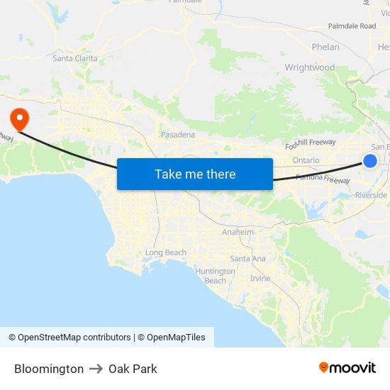 Bloomington to Oak Park map