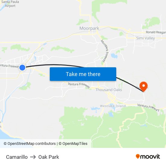 Camarillo to Oak Park map