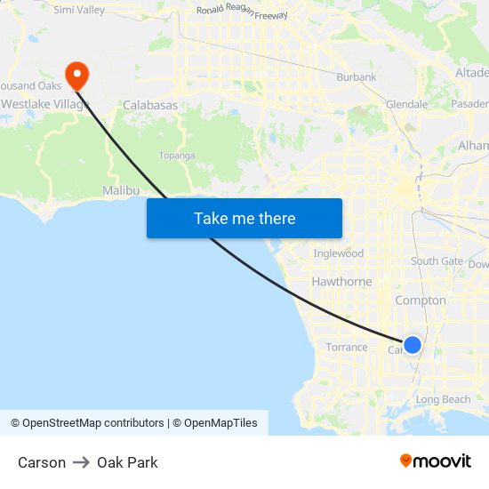 Carson to Oak Park map