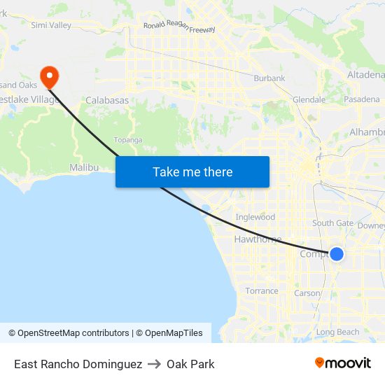 East Rancho Dominguez to Oak Park map