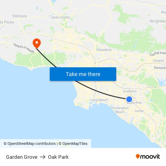 Garden Grove to Oak Park map