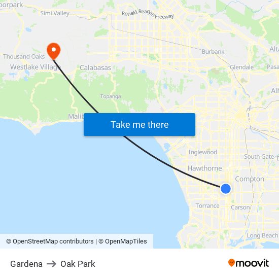 Gardena to Oak Park map