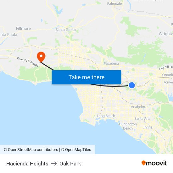 Hacienda Heights to Oak Park map