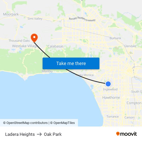 Ladera Heights to Oak Park map