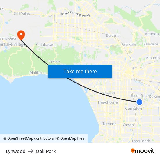 Lynwood to Oak Park map