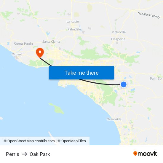 Perris to Oak Park map