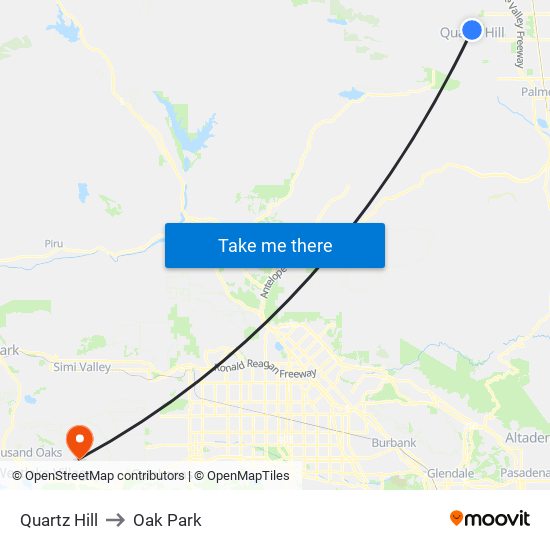 Quartz Hill to Oak Park map