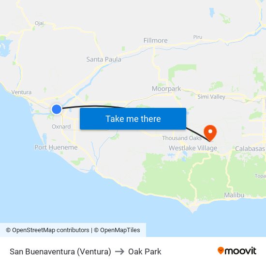 San Buenaventura (Ventura) to Oak Park map