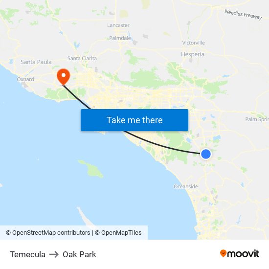 Temecula to Oak Park map