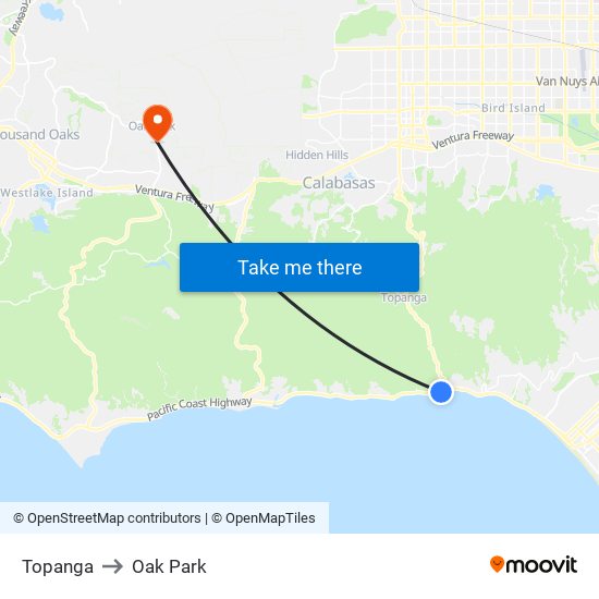 Topanga to Oak Park map