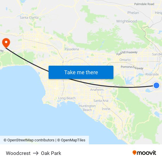 Woodcrest to Oak Park map