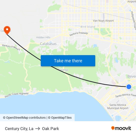 Century City, La to Oak Park map
