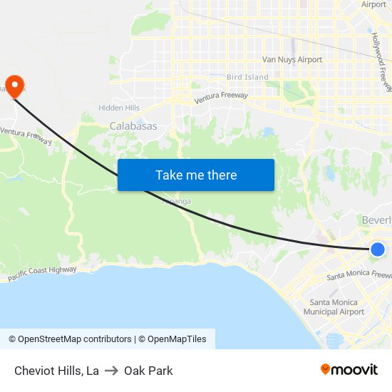 Cheviot Hills, La to Oak Park map