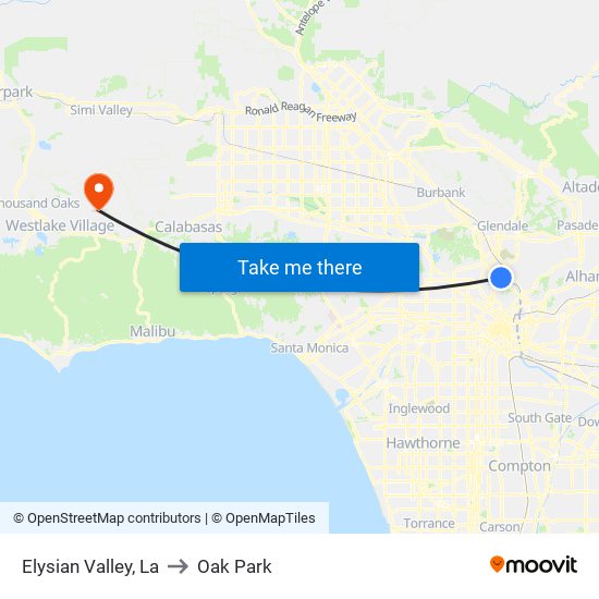 Elysian Valley, La to Oak Park map