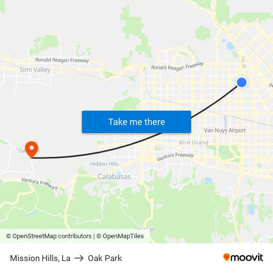 Mission Hills, La to Oak Park map