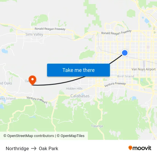 Northridge to Oak Park map
