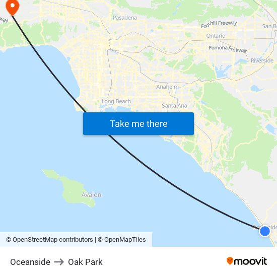 Oceanside to Oak Park map