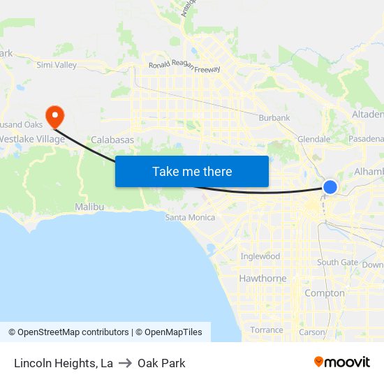 Lincoln Heights, La to Oak Park map