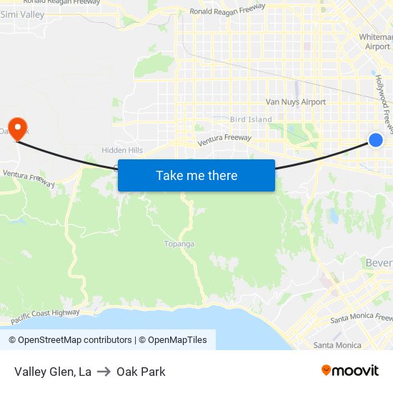 Valley Glen, La to Oak Park map