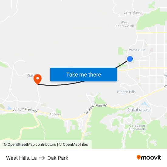 West Hills, La to Oak Park map