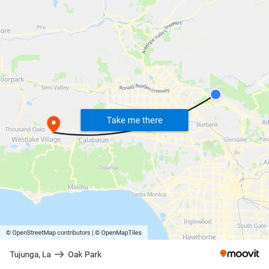 Tujunga, La to Oak Park map