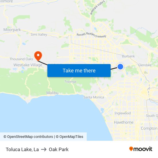 Toluca Lake, La to Oak Park map