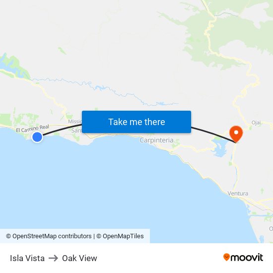 Isla Vista to Oak View map