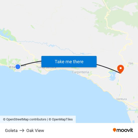 Goleta to Oak View map