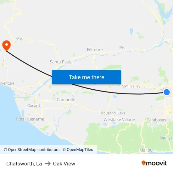 Chatsworth to Oak View map
