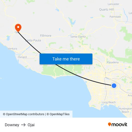 Downey to Ojai map