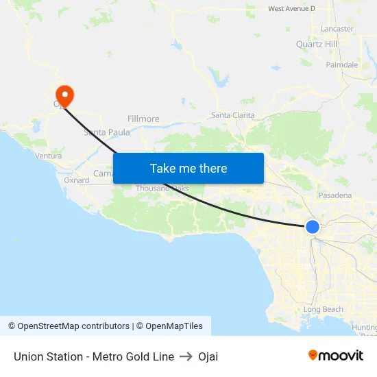Union Station - Metro Gold Line to Ojai map