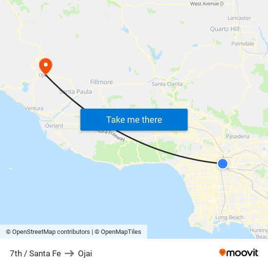 7th / Santa Fe to Ojai map