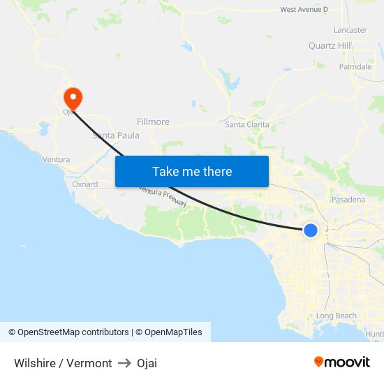 Wilshire / Vermont to Ojai map