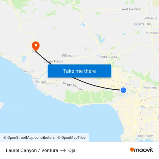 Laurel Canyon / Ventura to Ojai map