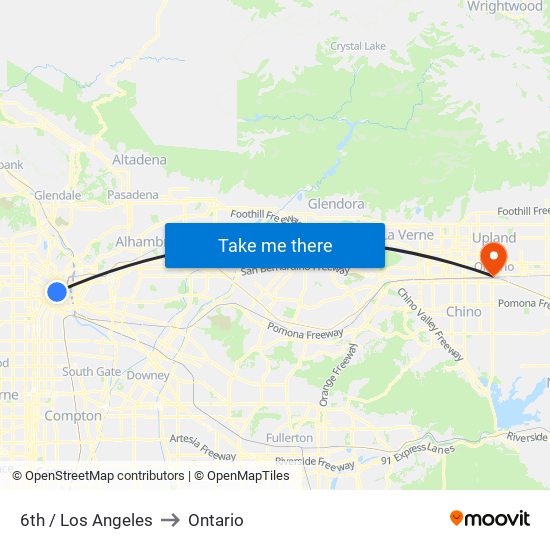 6th / Los Angeles to Ontario map
