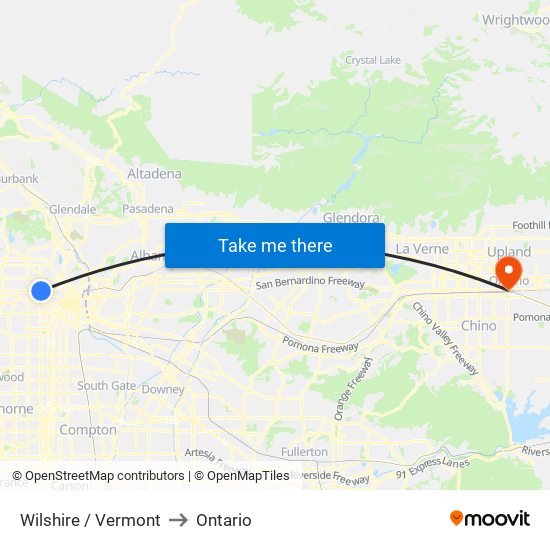 Wilshire / Vermont to Ontario map