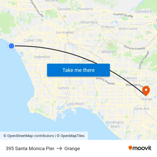 395 Santa Monica Pier to Orange map