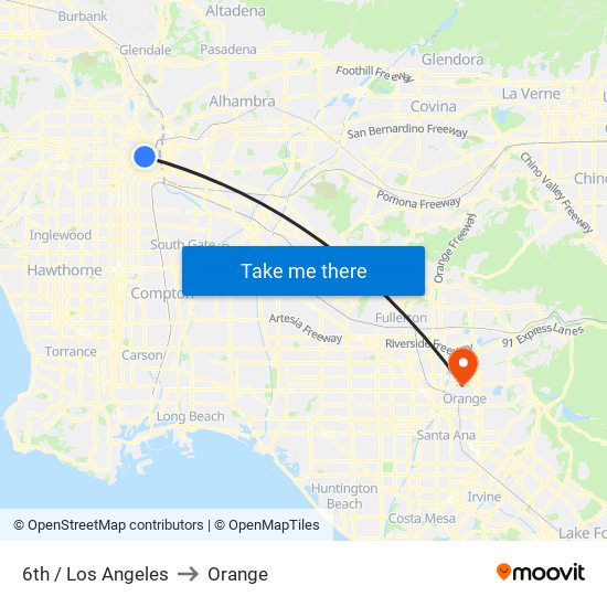 6th / Los Angeles to Orange map