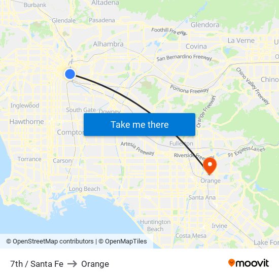 7th / Santa Fe to Orange map