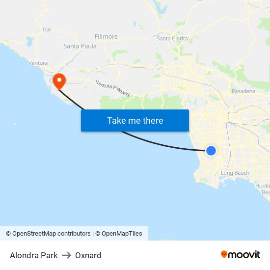 Alondra Park to Oxnard map