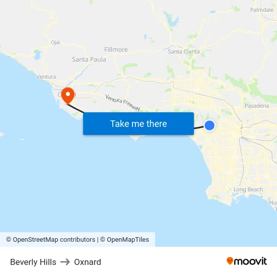 Beverly Hills to Oxnard map