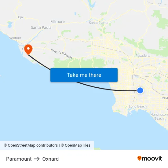 Paramount to Oxnard map