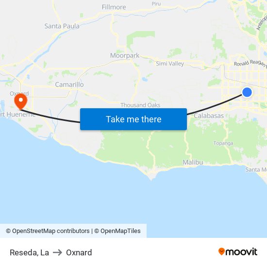 Reseda, La to Oxnard map