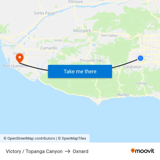 Victory / Topanga Canyon to Oxnard map