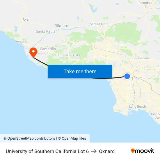 University of Southern California Lot 6 to Oxnard map