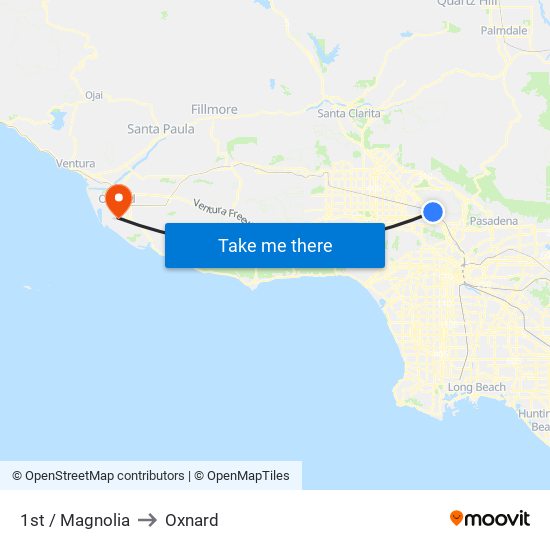 1st / Magnolia to Oxnard map