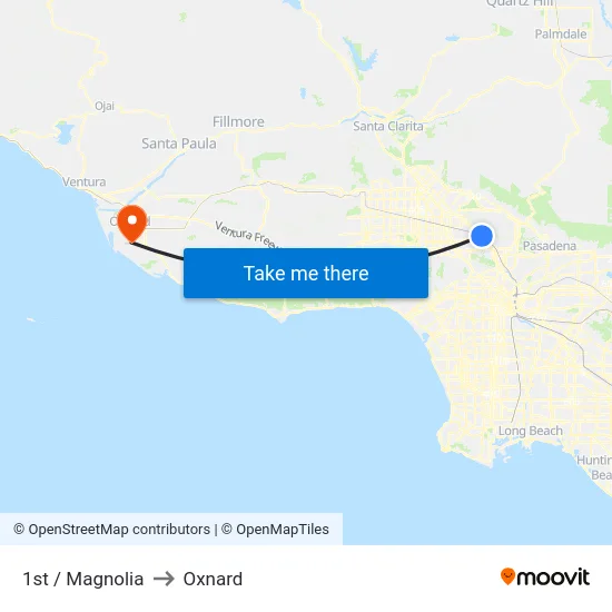 1st / Magnolia to Oxnard map